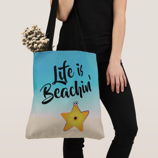 Het leven is de Starfish van Beachin Tote Bag (Dichtbij)