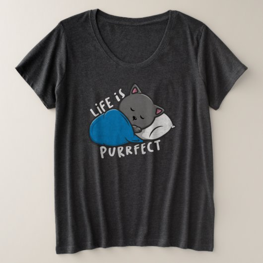 Het leven is doordringend - Slaapende kat Grote Maat T-shirt (Design voorkant)