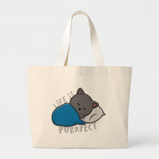 Het leven is doordringend - Slaapende kat Grote Tote Bag (Voorkant)
