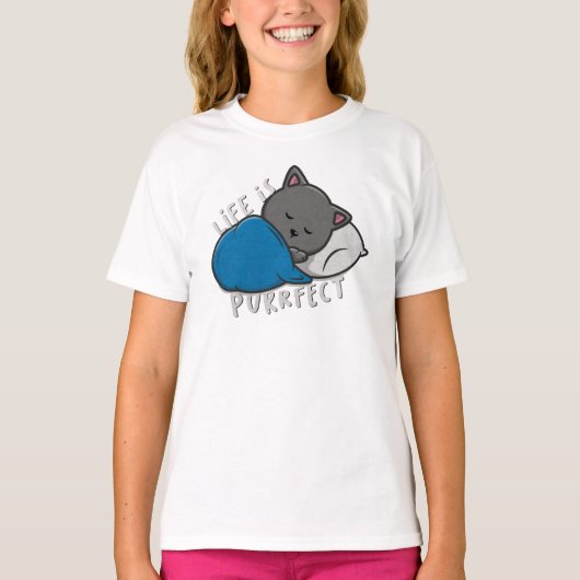 Het leven is doordringend - Slaapende kat T-shirt (Voorkant)
