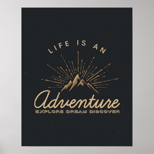 Het leven is een Adventure-gebergte met zonnestral Poster (Voorkant)