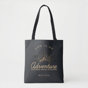 Het leven is een Adventure-gebergte met zonnestral Tote Bag
