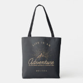 Het leven is een Adventure-gebergte met zonnestral Tote Bag (Achterkant)
