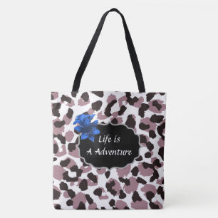 Het leven is een Adventure Maroon Animal Print Tas