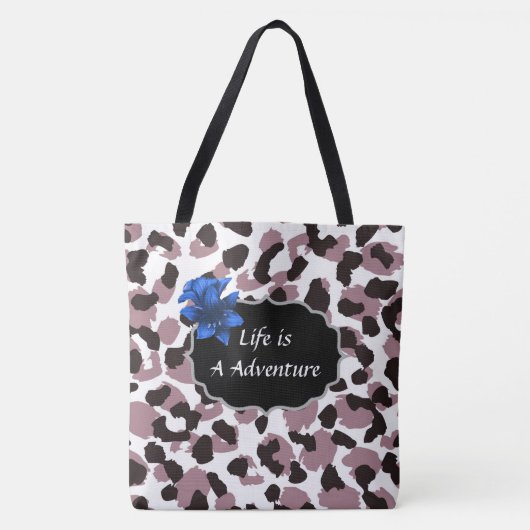 Het leven is een Adventure Maroon Animal Print Tas (Voorkant)