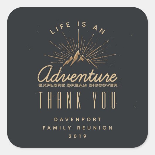 Het leven is een Avontuur Berg Zondagen Dank u Vierkante Sticker (Voorkant)