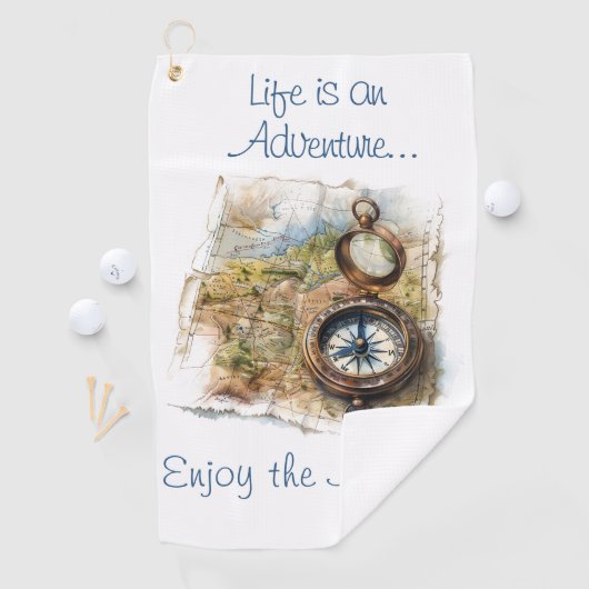 Het leven is een avontuur golfhanddoek (Insitu)