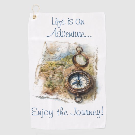 Het leven is een avontuur golfhanddoek (Voorkant)