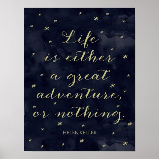 Het leven is een avontuur - Helen Keller citaat dr Poster (Voorkant)