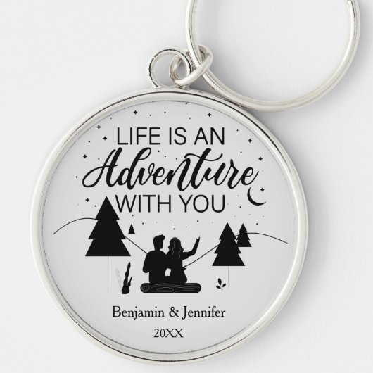 Het leven is een avontuur met je eigen namen sleutelhanger (Voorkant)