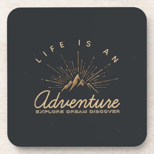 Het leven is een avontuurberg met Golden Sunrays Bier Onderzetter (Voorkant)