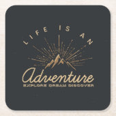 Het leven is een avontuurberg met Golden Sunrays Kartonnen Onderzetters (Voorkant)