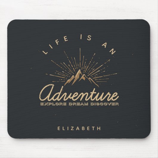 Het leven is een avontuurberg met Golden Sunrays Muismat (Voorkant)