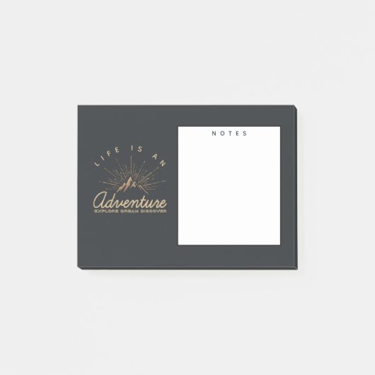 Het leven is een avontuurberg met Golden Sunrays Post-it® Notes (Voorkant)