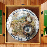 Het leven is een avontuurlijke, gepersonaliseerde  dartbord<br><div class="desc">Deze inspirerende topografische kaart in aardse tinten met een erfgoedkompas wenkt je om samen te komen met vrienden en familie en een geweldige tijd te hebben! Het kan worden gepersonaliseerd op zowel de Top en Bottom frases als je het wilt wijzigen... Of houd de bovenkant en personaliseer gewoon de onderkant....</div>