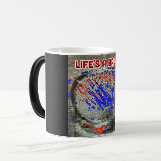 Het leven is een bal magische mok (Voorkant links)