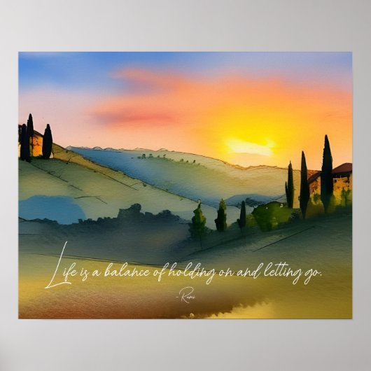 Het leven is een balans tussen de Toscaanse zonson Poster (Voorkant)
