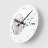 Het leven is een betere Bichon Wall Clock Ronde Klok (Hoek)