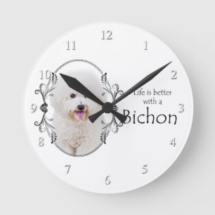 Het leven is een betere Bichon Wall Clock Ronde Klok