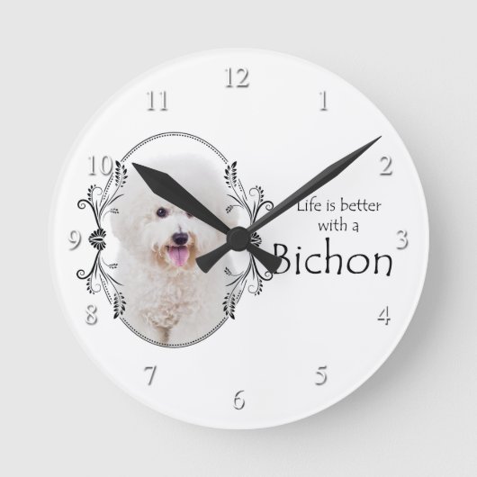 Het leven is een betere Bichon Wall Clock Ronde Klok (Voorkant)