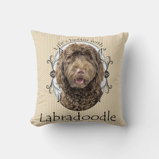 Het leven is een betere labradoedle Pillow Kussen (Voorkant)