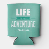Het leven is een Blauwgroen Adventure Travel Quote Blikjeskoeler (Voorkant)