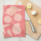 Het leven is een blokroze zeeschelpen op roze theedoek (Quarter Fold)