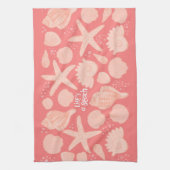 Het leven is een blokroze zeeschelpen op roze theedoek (Verticaal)