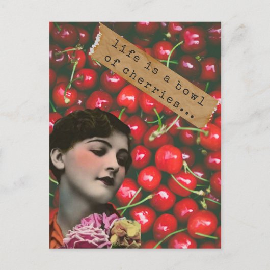 Het leven is een Bowl van Cherries Gewijzigde Kuns Briefkaart (Voorkant)