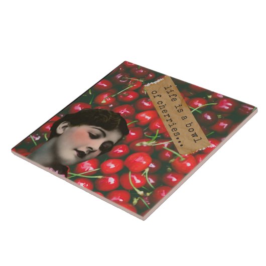 Het leven is een Bowl van Cherries Gewijzigde Kuns Tegeltje (Zijkant)