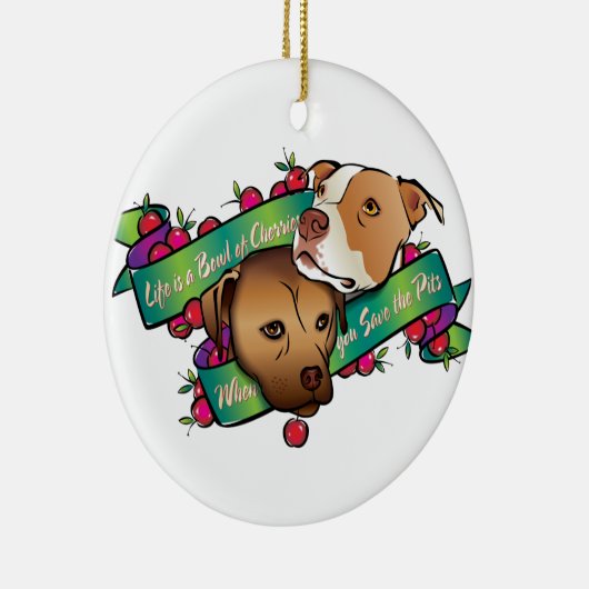 Het leven is een Bowl van Kersen... Keramisch Ornament (Rechts)