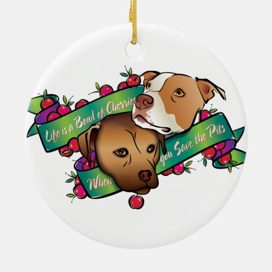 Het leven is een Bowl van Kersen... Keramisch Ornament (Achterkant)