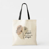 Het leven is een breekbaar handvat met gebedsbloem tote bag (Achterkant)