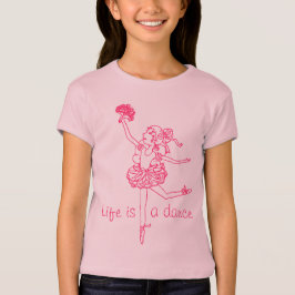Het leven is een dans ballerina meisjes kinder roz t-shirt