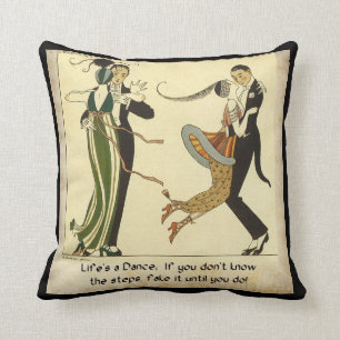 Het leven is een Dans:  Illustratie Art Deco Kussen