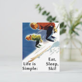 Het leven is een eenvoudig Eat Sleep Ski-Briefkaar Briefkaart (Staand voorkant)