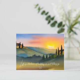 Het leven is een evenwicht tussen de  zonsondergan briefkaart