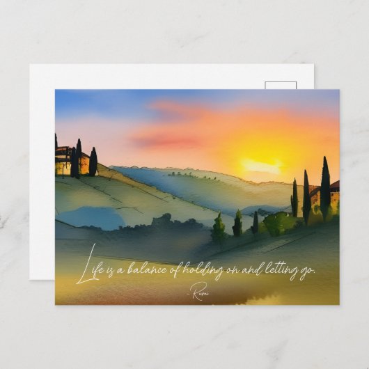 Het leven is een evenwicht tussen de  zonsondergan briefkaart (Voorkant / Achterkant)