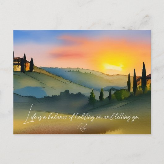 Het leven is een evenwicht tussen de  zonsondergan briefkaart (Voorkant)