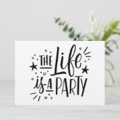 "Het Leven Is Een Feest" Feestelijke Uitnodiging – (Staand voorkant)