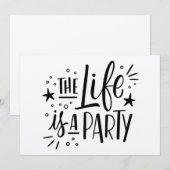 "Het Leven Is Een Feest" Feestelijke Uitnodiging – (Voorkant / Achterkant)