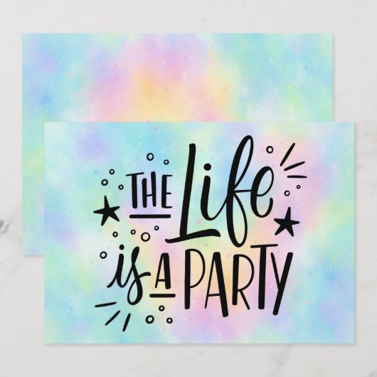 "Het Leven Is Een Feest" Feestelijke Uitnodiging – (Voorkant / Achterkant)