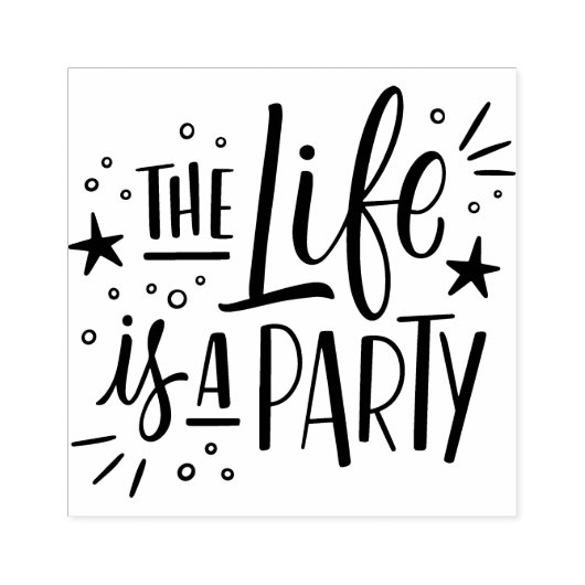 Het leven is een feest rubberstempel (Afrduk)