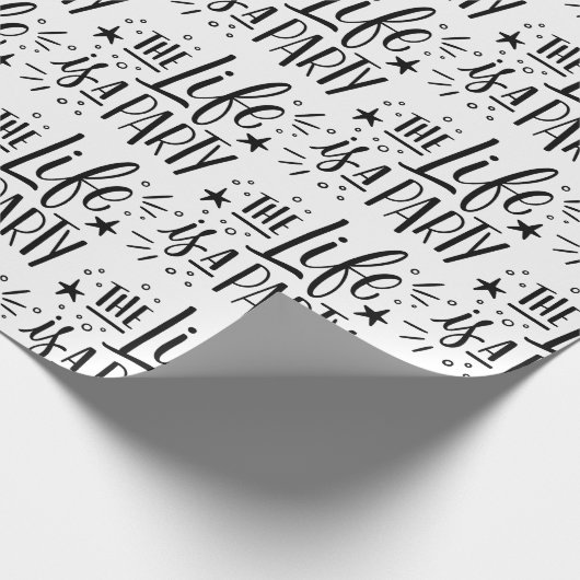 Het leven is een feest - vrolijk feest citaat cadeaupapier (Hoek)