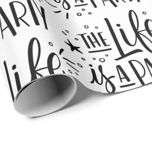 Het leven is een feest - vrolijk feest citaat cadeaupapier (Rol Hoek)