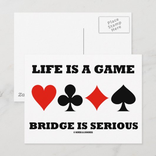 Het leven is een gamebrug is ernstig (vier kaartee briefkaart (Voorkant / Achterkant)