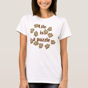 Het leven is een Geel raadsel T-shirt