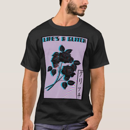 Het leven is een Glitch Vaporwave Esthetisch Droev T-shirt (Voorkant)