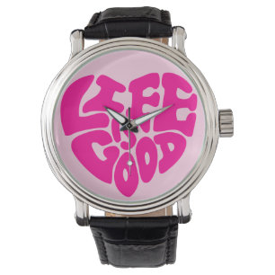 Het leven is een goede Cute Pink Wrist Watch Horloge