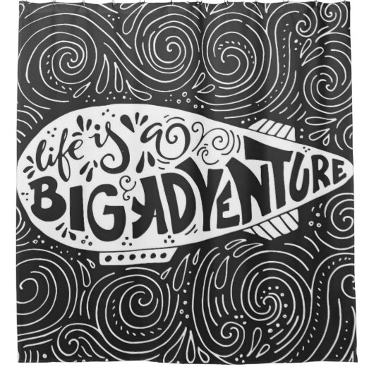 Het leven is een groot avontuur douchegordijn (Voorkant)
